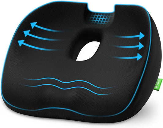 AUVON Innovative Donut Pillow Hemorrhoid Scientific Hole & Tailbone Cut | Orthopedic Pain Relief Donut Seat Cushion for Tailbone, Sciatica, Postpartum Pregnancy, After Surgery Sitting Relief
