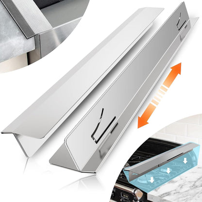 2PCS Kitchen Stove Counter Gap Covers Stainless Steel (13.8"-27.5" Black) | Cooktop Trim Kit, Stove Gap Guards, Oven Gap Filler, Easy to Clean, Heat Resistant & Effectively Protect Stove Gap Filler
