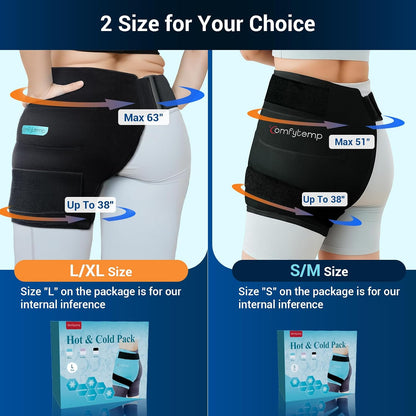 Comfytemp Hip Ice Pack Wrap for Sciatica Pain Relief, Hip Replacement Kit After Surgery, Reusable Gel Ice Pack for Injuries, Hot Cold Compress Recovery Items, Fathers Day Dad Gifts for Men, Blue (S/M)