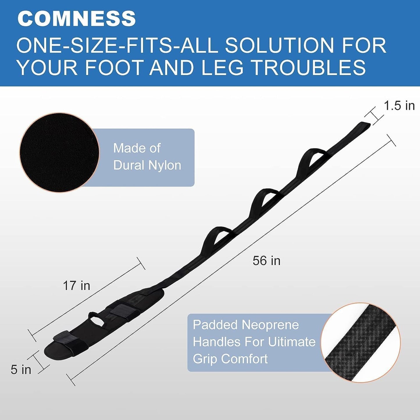 Foot Stretcher Strap for Plantar Fasciitis and Calf Stretching | Hamstring Relief, Achilles Tendonitis, Yoga Exercise, Leg Stretcher Belt, Ligament Stretching