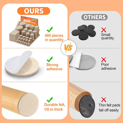 Felt Furniture Pads 300 Pieces, Furniture Pads for Hardwood Floors Black | Self-adhesive felt pads prevent scratches and noise, ideal for chair legs, suitable for hardwood floors and indoor furniture