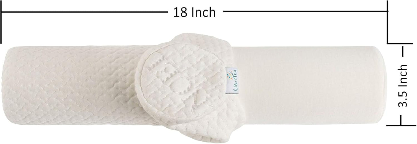 Comfort Memory Foam Neck Roll and Cervical Bolster Round Pillow with Removable Washable Soft Cover for Spine and Neck Back Lumbar Leg Vertebra Support (18x6 inch Pillow)
