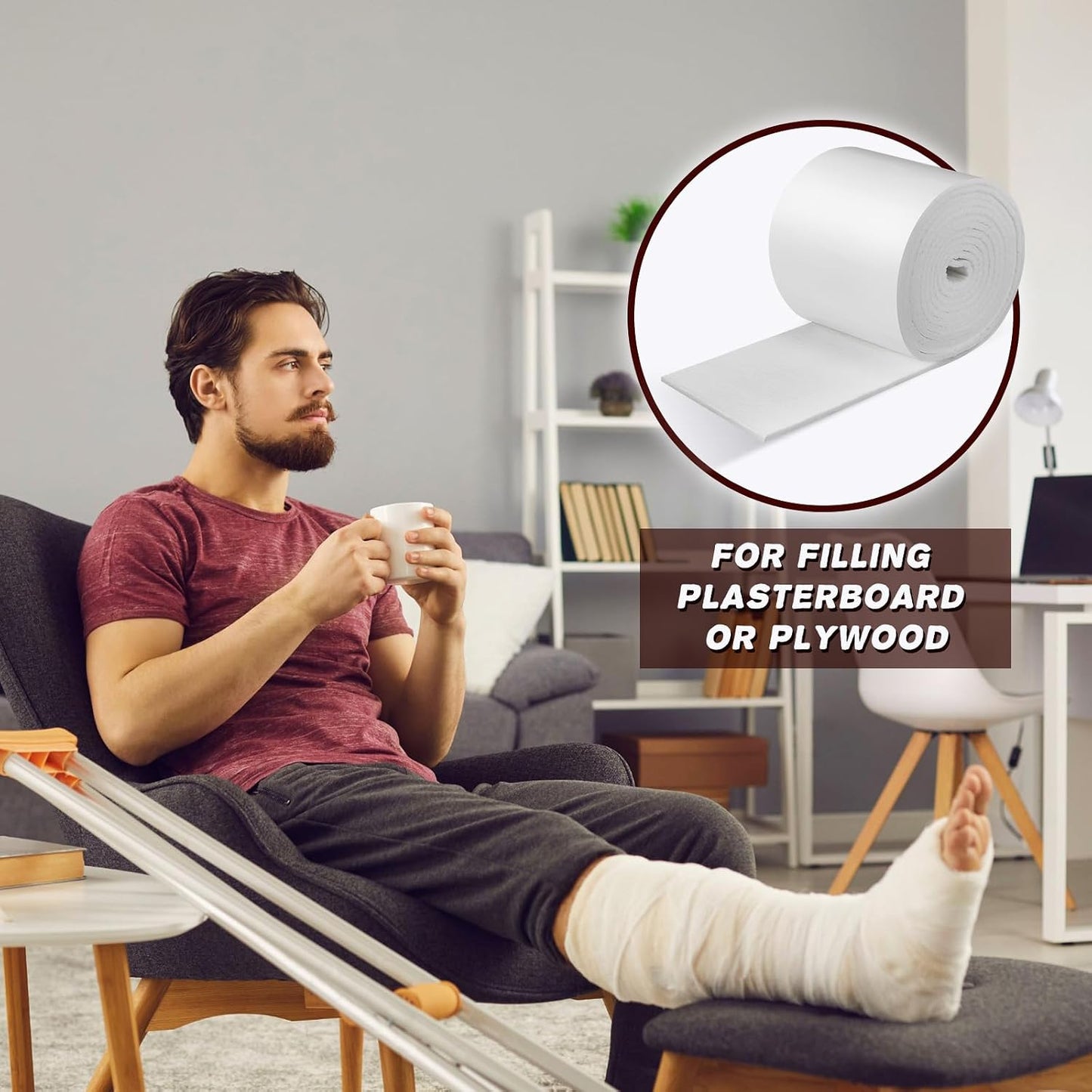 Jecery Adhesive Felt Roll, 1/4" X 6" X 1.25 Yard, Beige | Self-adhesive Padding for Foot Support, Pressure Relief, Furniture Protection, Splint Lining Cushion
