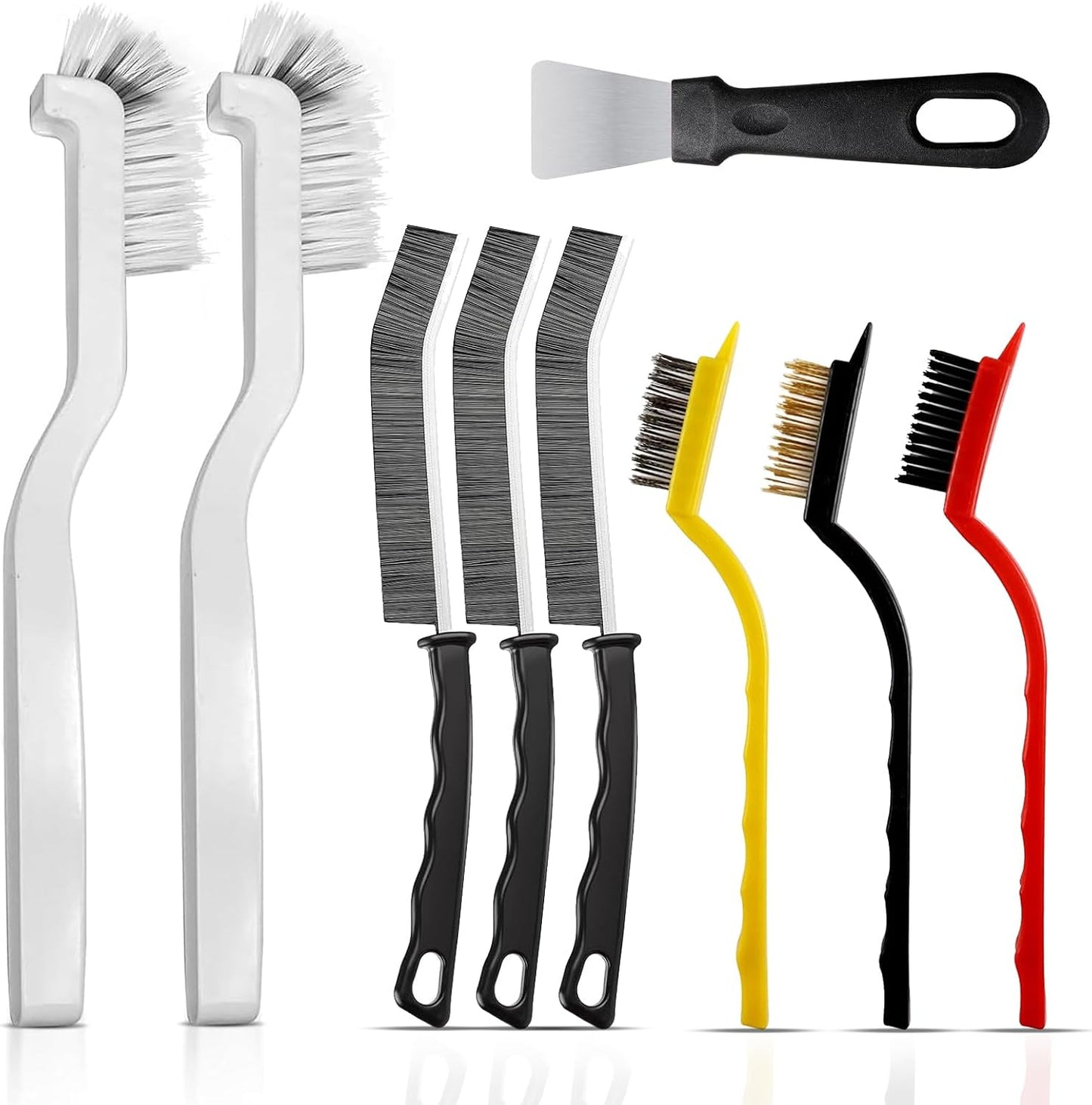 Crevice Cleaning Brush 9-Pack - Heavy Duty Hard Bristle Gap Brush for Deep Cleaning - Ultra-Thin Window Track Cleaning Tool for Shower Grout