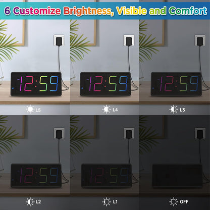 Peakeep Digital Alarm Clock for Bedroom Bedside, Large Display, USB Charger