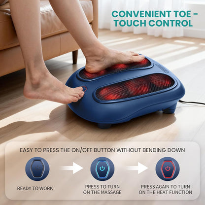 Nekteck Foot Massager with Heat, HSA Eligible FSA Massage Tools Gifts | Shiatsu Heated Electric Kneading Foot Massager Machine for Plantar Fasciitis, Built-in Infrared Heat Function and Power Cord