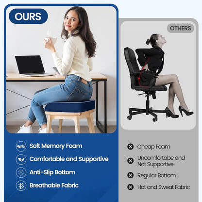 SweetSlubr Memory Foam Seat Cushion, Office Chair Cushion, 3-Inch, Large