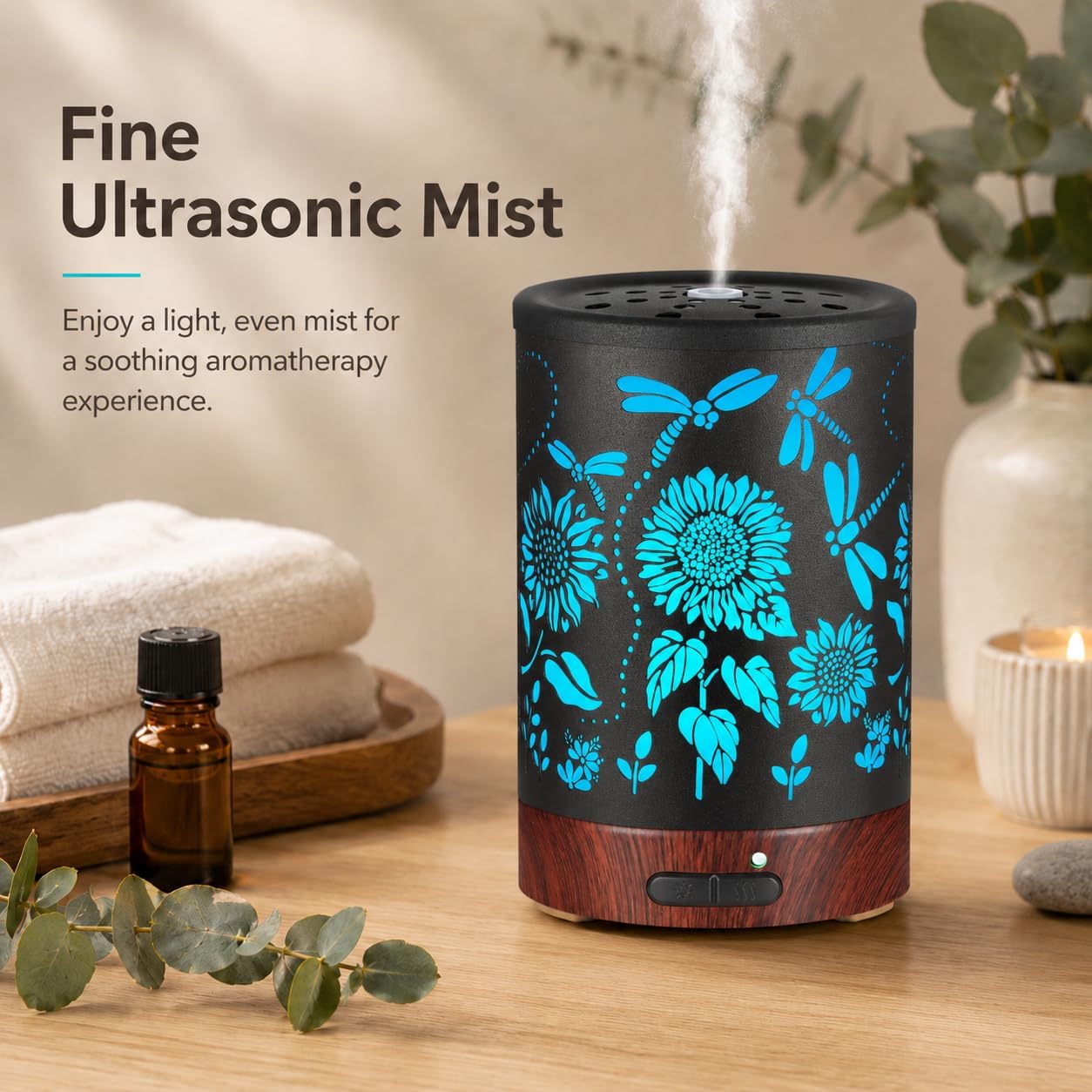 Tree Essential Oils Diffuser for Home 150ML Aromatherapy Diffuser | Birthday Gifts for Women mom,Metal Cool Mist Humidifier with 7 Colors Lights Waterless Auto Off Air Diffusers