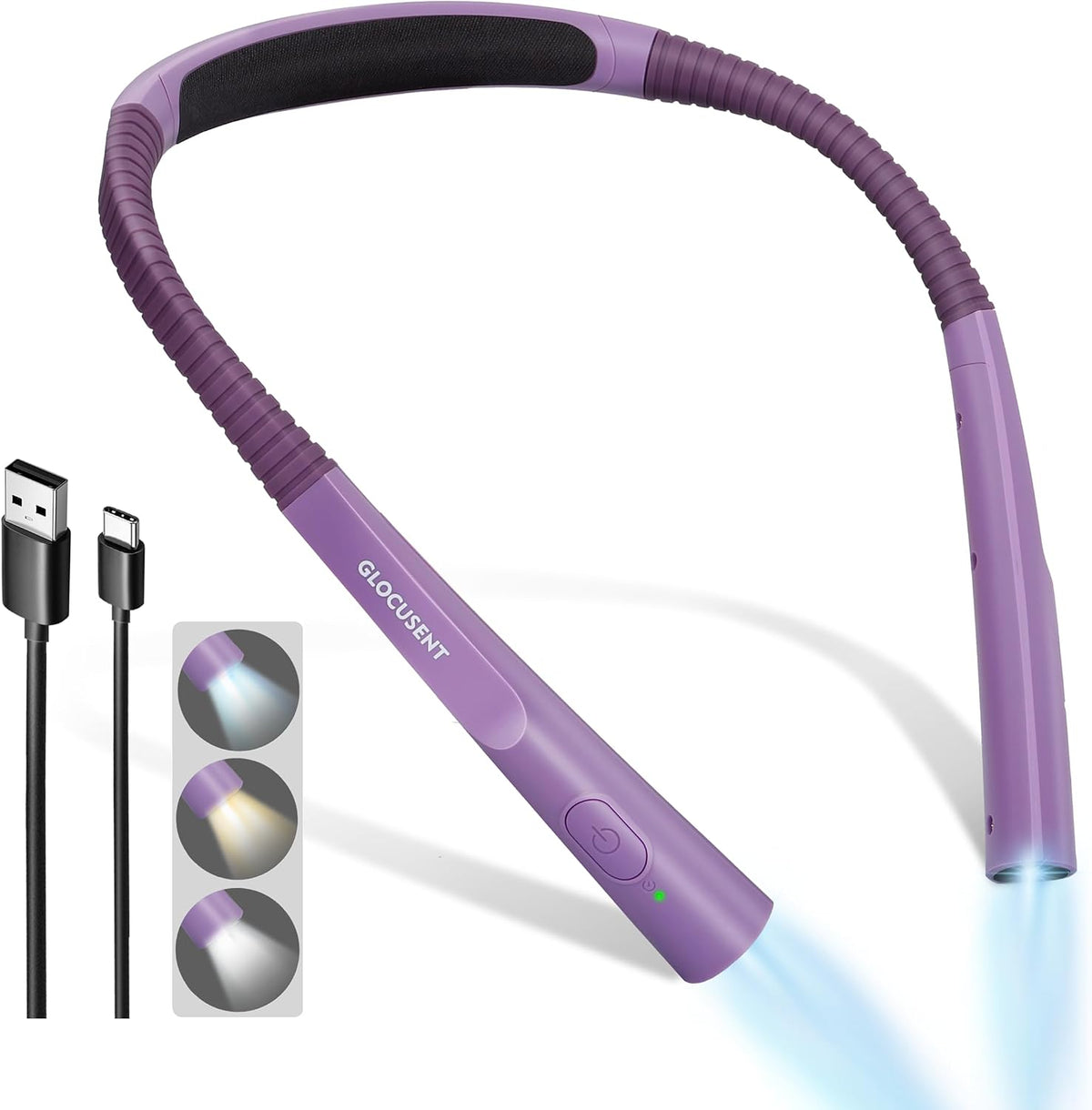Glocusent Upgraded LED Neck Reading Light, Book Light for Reading in Bed
