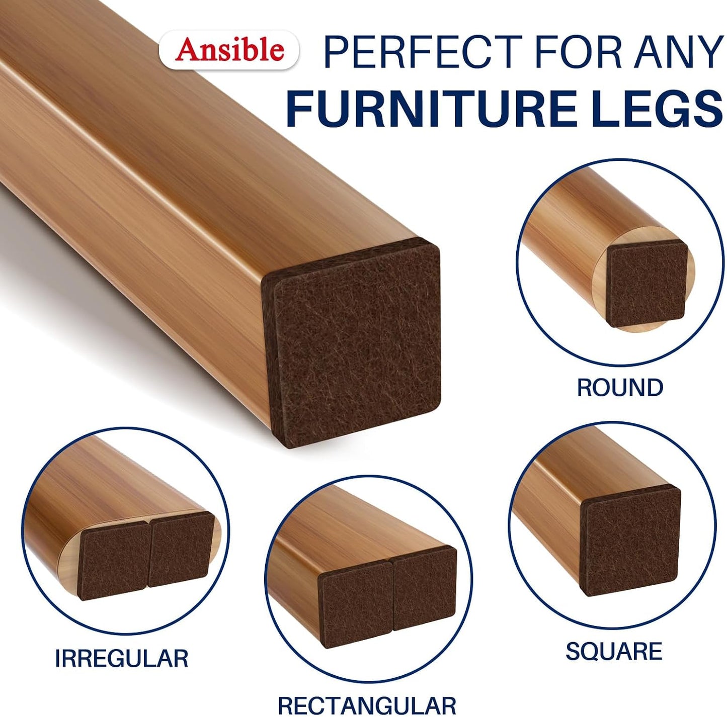 Ansible Felt Furniture Pads Chair Leg Floor Protectors 1" 60PCS | Felt Pads for Hardwood Floors,Self-Adhesive, Reduce Noise and Anti-Scratches,Easy to Install,Beige,Round