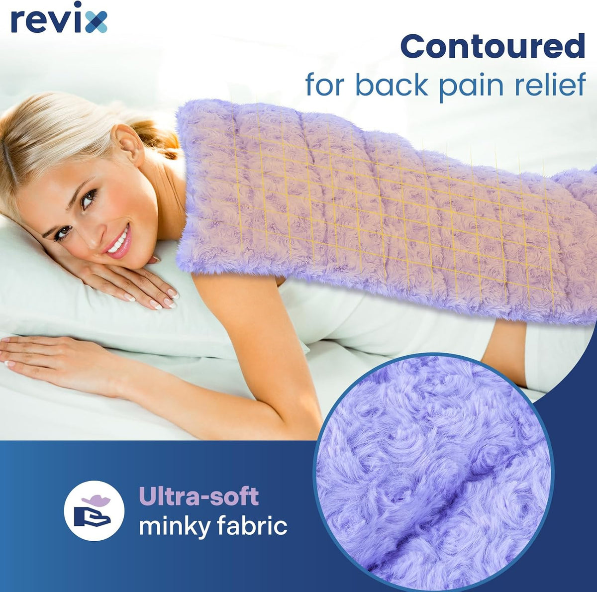 REVIX Extra Large Microwavable Heating Pad for Back, Heating Wrap, Purple