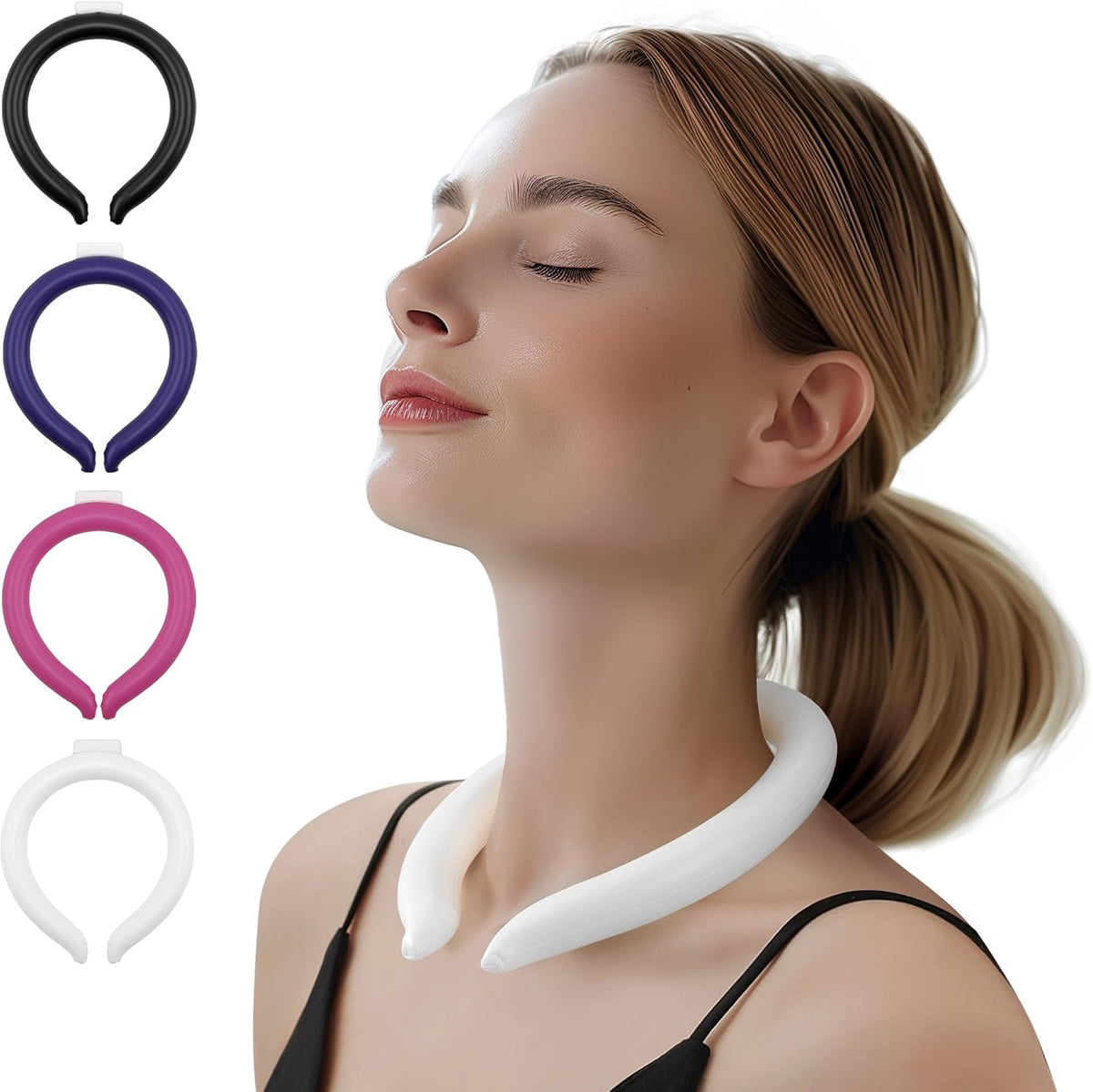Magic Gel Neck Cooling Tube - Cooling Neck Ring - Reusable Ice Ring Wraps - Necks, Face Ice Coolers - Frozen Cool Wraps, Tubes for Summer Heat, Extremely Hot Weather - 2 Pack, B&W
