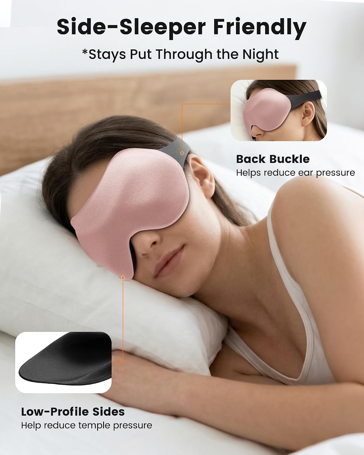 3 Pack Sleep Masks for Side Sleepers, True Blackout 3D Eye Mask for Sleeping, Zero Eye Pressure, Lash-Friendly, Adjustable Soft Eye Cover for Women Men, Travel Night Blindfold
