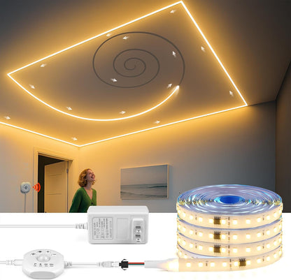 Motion Sensor LED Strip Light Kit 16.4Ft Running Water Flowing | LED Strip Lights Cut&Dimmable, 3000K 24V Motion Activated Flexible Horse Race Tape Light for Room Stair Corridor