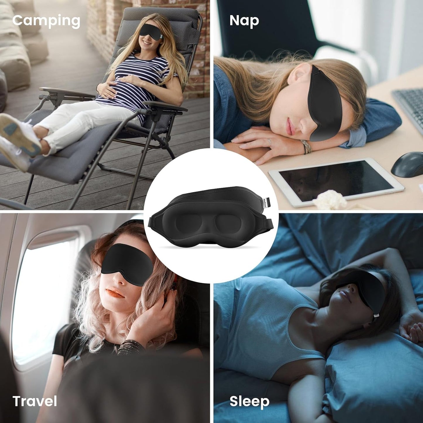Audree Sleep Eye Mask for Men and Women - Perfect Blackout 3D Eye Mask for Restful Sleep | 100% Light Blocking with Nose Bridge Design | Soft Comfort Eye Shade Cover for Travel, Yoga, Naps (Gray)
