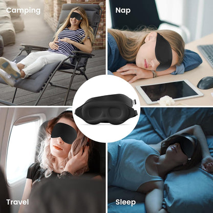 Audree Sleep Eye Mask for Men and Women - Perfect Blackout 3D Eye Mask for Restful Sleep | 100% Light Blocking with Nose Bridge Design | Soft Comfort Eye Shade Cover for Travel, Yoga, Naps (Gray)