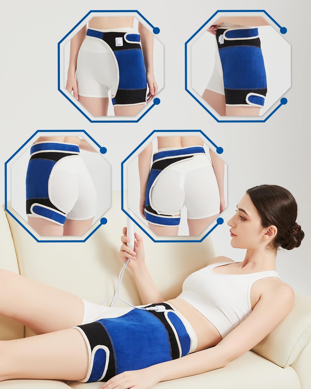 Cordless Leg Massager for Circulation and Pain Relief - 5000mAh Portable Heating Pad for Leg and Calf with 3-Level Vibration Massage, 104-140℉ Adjustable Temperature & 30/45/60 Min Timer