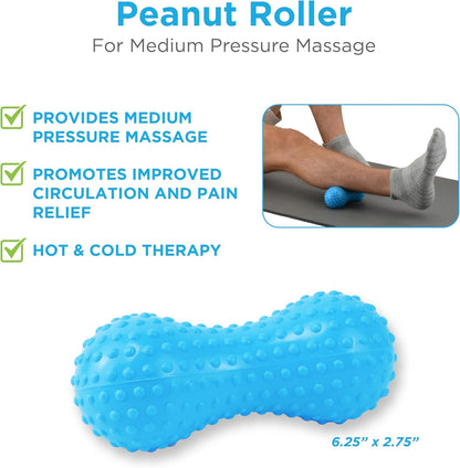 NOVA 3-in-1 Hot and Cold Massage Roller Set - Foot Roller, Gel Ball, and Peanut Roller for Plantar Fasciitis, Back Pain, Trigger Point Therapy - Deep Tissue Relief Kit with Travel Bag