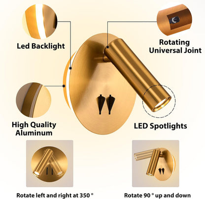 ZEROUNO Hardwired Sconces Wall Mounted Reading Lights with Switch LED Wall Lighting for Bedroom Bedside Lamps (Black)