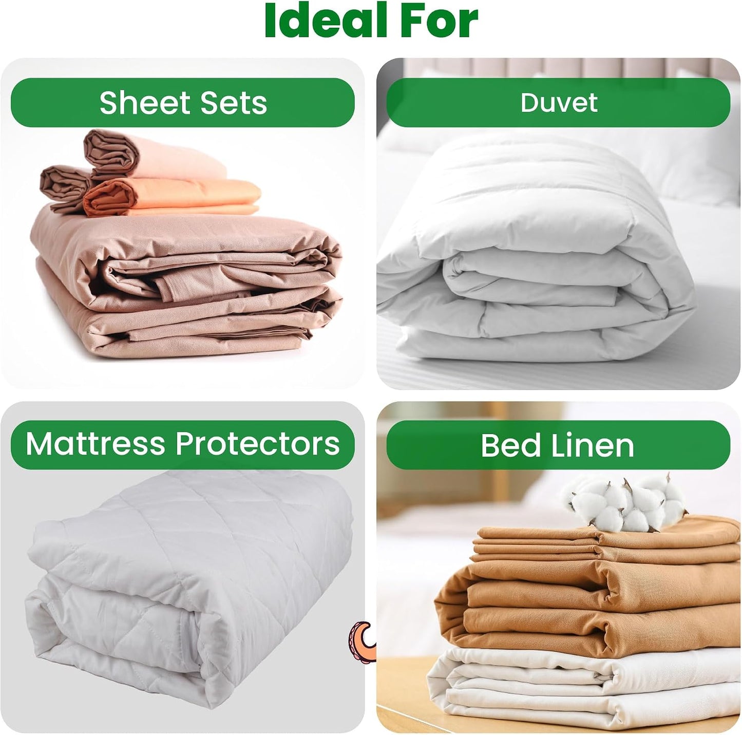 ECOHomes Bed Sheet Organizer Label Bands (King 4PCs Pack, Cream) | Storage Size Label Bands, Bed Sheets Set Organizers, Linen Closet Organization, Elastic Bedding Band, for Organizing Bedsheet