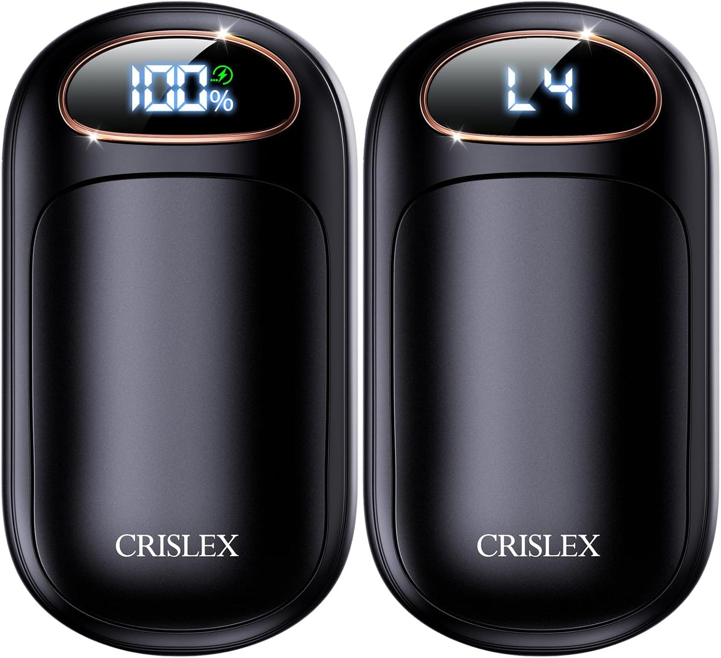 CRISLEX Electric Hand Warmers Rechargeable 2 Pack, 4 Levels Fast Heat, Reusable Hand Warmers with LED Display, Portable Magnetic Pocket Heater, Gifts for Christmas, Men, Women, Raynauds, Hunting, Golf