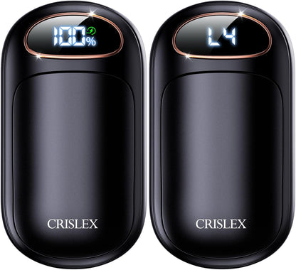 CRISLEX Electric Hand Warmers Rechargeable 2 Pack, 4 Levels Fast Heat, Reusable Hand Warmers with LED Display, Portable Magnetic Pocket Heater, Gifts for Christmas, Men, Women, Raynauds, Hunting, Golf