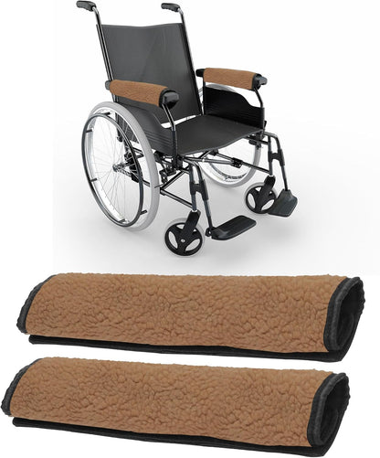 AHIER Wheelchair Armrest Pads, 2PCS Sheepskin Fleece Wheelchair Armrest Covers, Non Slip Arm Rest Cover Cushion pad for Wheelchairs (Pink)