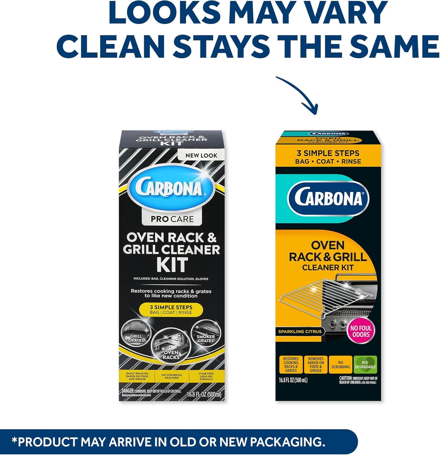 Carbona Oven Rack & Grill Cleaner Kit, Includes Bag & Gloves, Eliminates Thick Grease, Grime & Baked-On Food, Unscented Formula, No Scrubbing Required