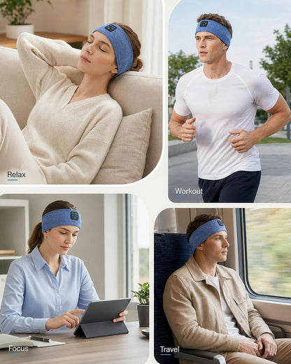 Sleep Headphones Headband, Bluetooth 5.4 Sleeping Headphones for Side Sleepers, Wireless Headband Headphones with Ultra-Thin Stereo Speakers for Sports, Workout, Travel, Meditation
