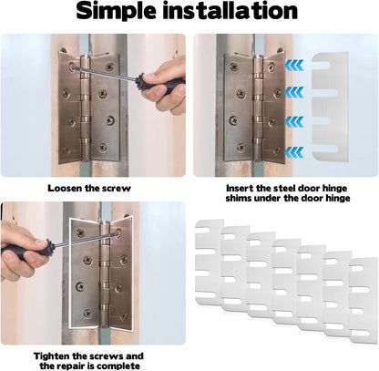 Heavy Duty Door Hinge Shims, 15 PCS Coated Finish Door Hinge Shim Stainless Steel Door Hole Filler Plate Hinge Filler Plates for Door Alignment & Repair (0.04 Inch Thickness, 4" x 1.5")