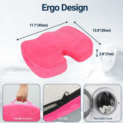 Season Guard Gel Memory Foam Seat Cushion for Tailbone Pain Relief, Black