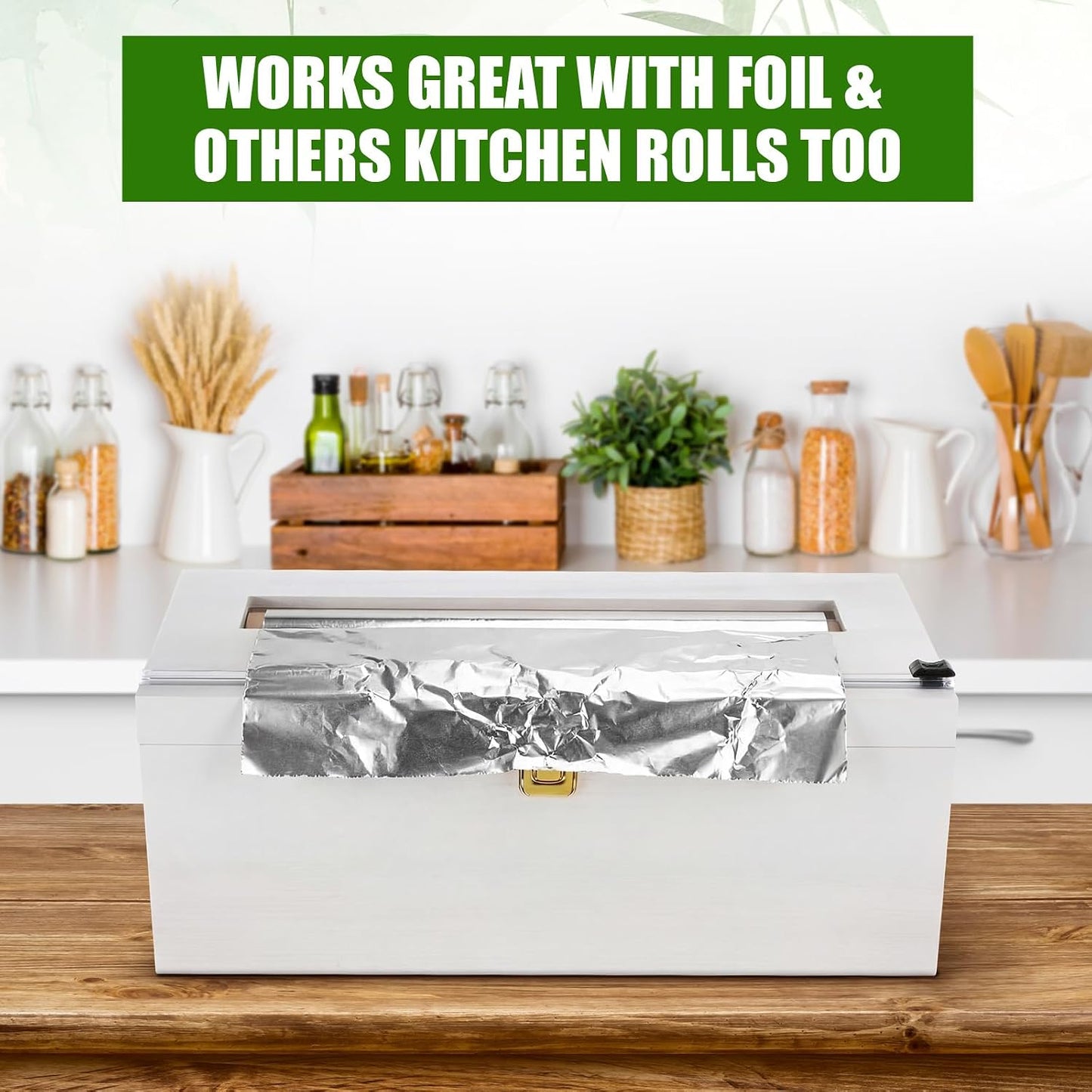 12" Commercial Plastic Wrap Dispenser with Cutter & Roller Heavy Duty Holder for 3000ft Film 1000ft Foil Roll for Restaurant Kitchen Foodservice