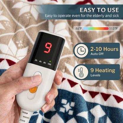 Reaks Heated Throw Blanket, 5 Heat Levels, 3 Hours Auto-Off, 50"x60", White