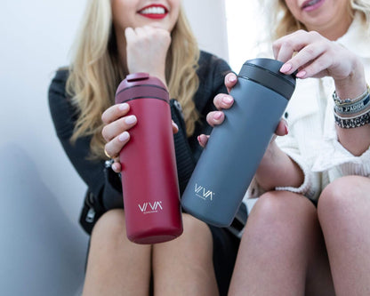 VIVA Recharge Tea Infuser Bottle, 16 oz Insulated Stainless Steel Travel Tea Tumbler with Infuser for Loose Leaf, Hot & Cold Tea & Coffee, Patented Steep Control, Leak-Resistant Lid - Mustard