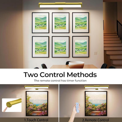 MIOBLUE Rechargeable Picture Lights with Remote,Full Metal Painting Light Display LED Battery Lamp with 3 Lighting Modes, Dimmable Dartboard Light with Timer for Frame Portrait Art