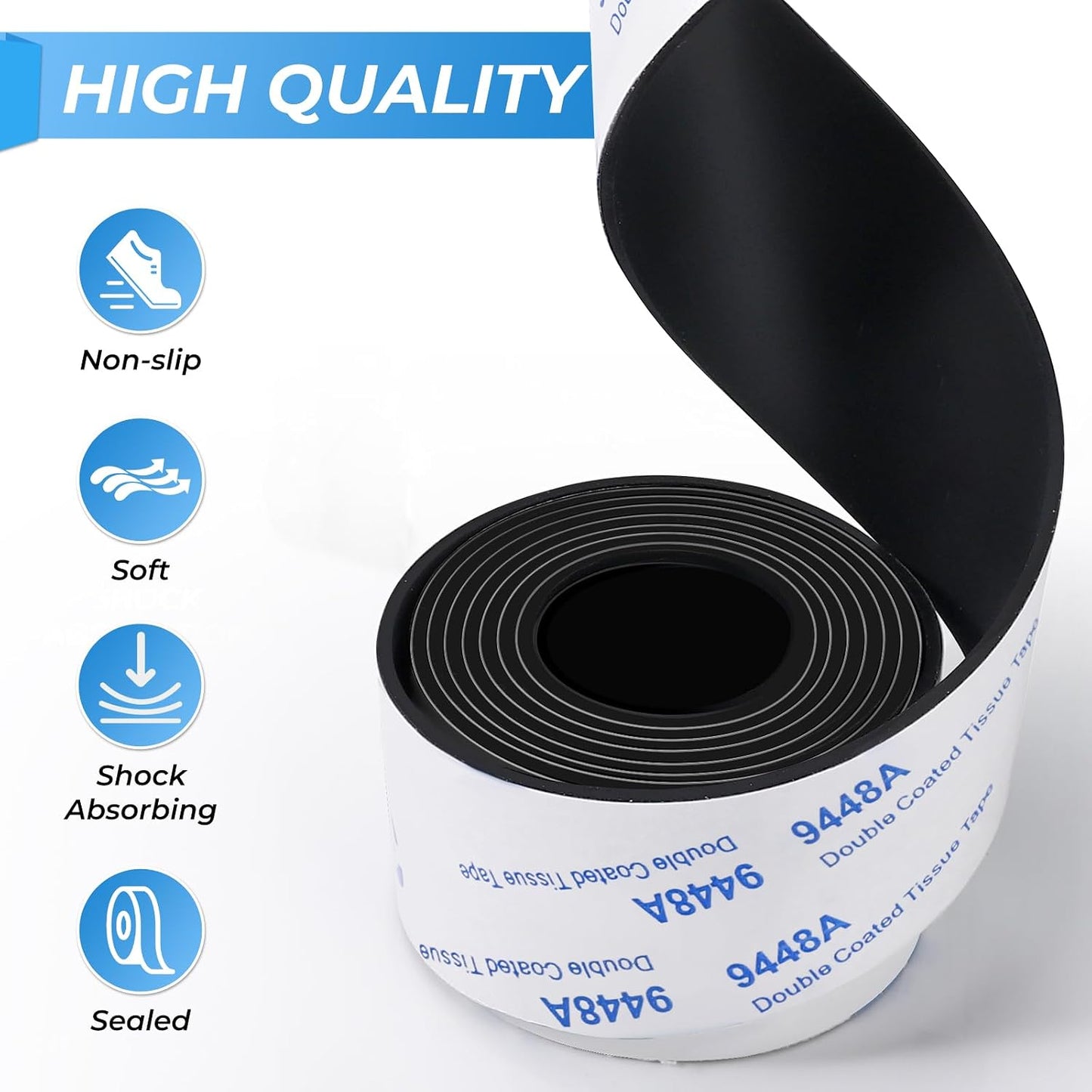Felt Strips with Adhesive Backing, Felt Tape with Adhesive Backing, Felt Furniture Strips 2 Pack Roll 1/2x 60 Inches Black, Felt Strips for Furniture