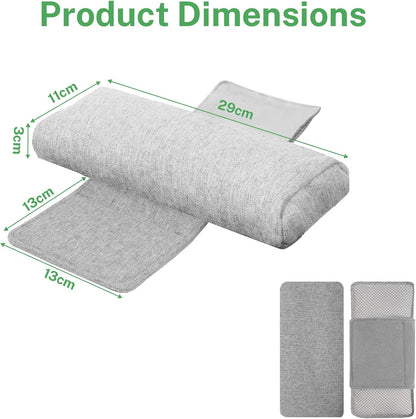 Wheelchair Armrest Pad, Mobility Scooter Elbow Pillow Tray Soft Cushion, Ergonomic Forearm Support Pillow, Arm Rest Covers for Office Chairs, Wheelchair, Comfy Gaming Chair, Grey