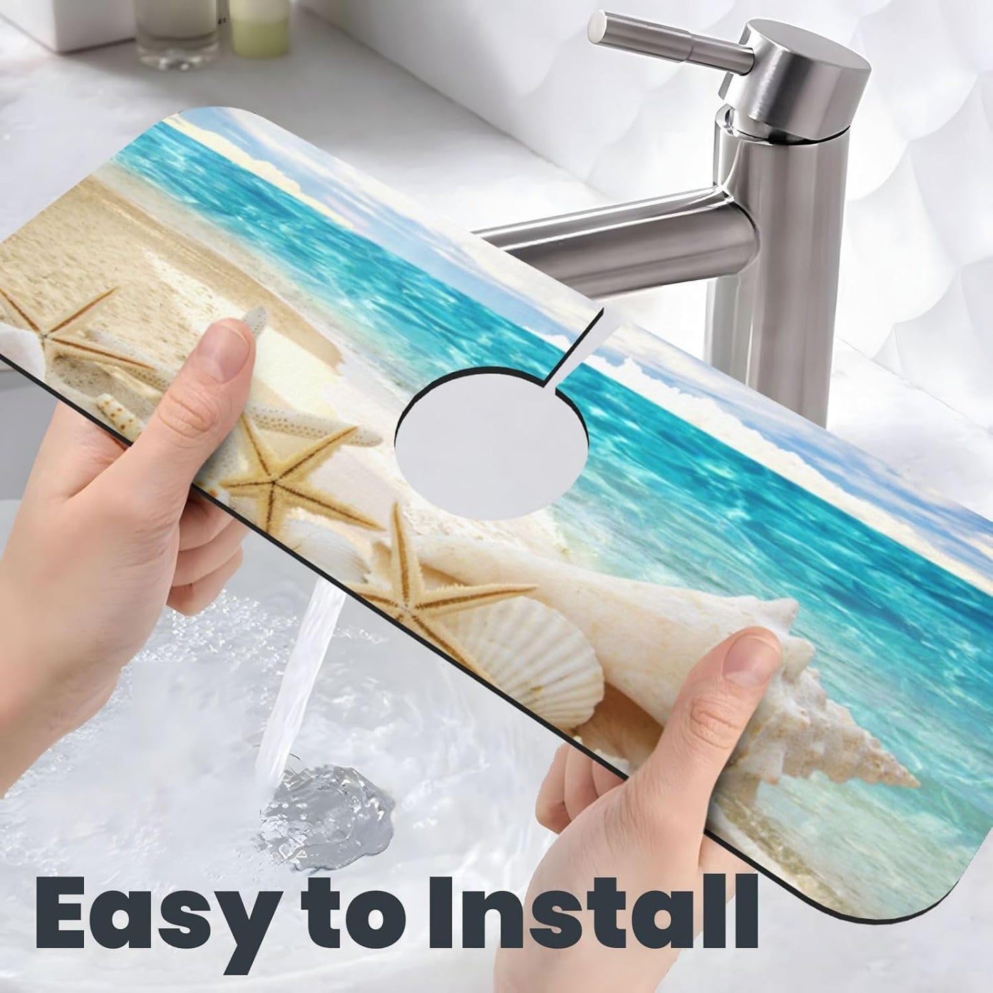 Abstract Flower Blooming Floral Watercolor Kitchen Sink Splash Guard Faucet Mat Super Absorbent Fast Drying Mat Sink Gadgets-Fast Drying Pad Sink Mat For Kitchen Bathroom (15" X 5.5" )