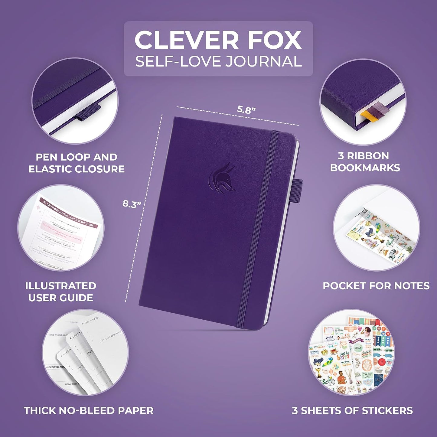 Clever Fox Self-Love Journal for Women, Gratitude, Positivity, Aquamarine | 6-month daily mental health journal with stickers, self-care, anxiety therapy, life & wellness planner for teens & adults