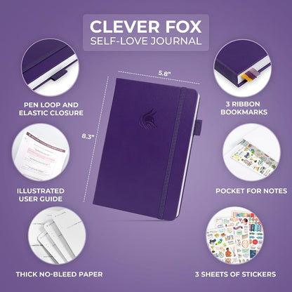 Clever Fox Self-Love Journal for Women, Gratitude, Positivity, Aquamarine | 6-month daily mental health journal with stickers, self-care, anxiety therapy, life & wellness planner for teens & adults