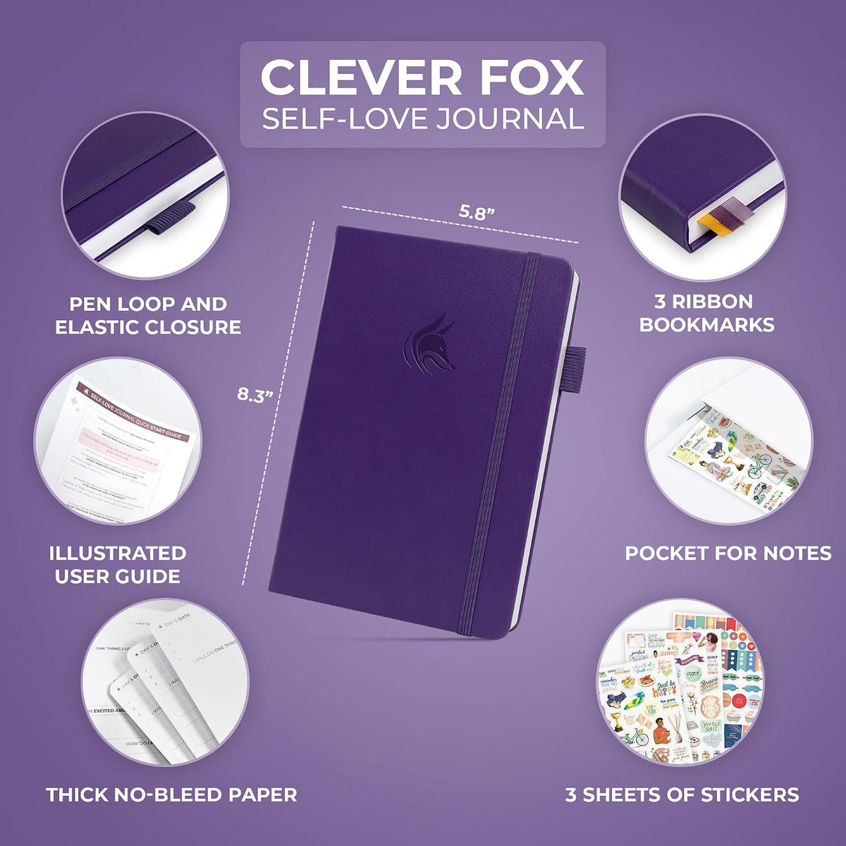 Clever Fox Self-Love Journal for Women, Gratitude, Positivity, Aquamarine