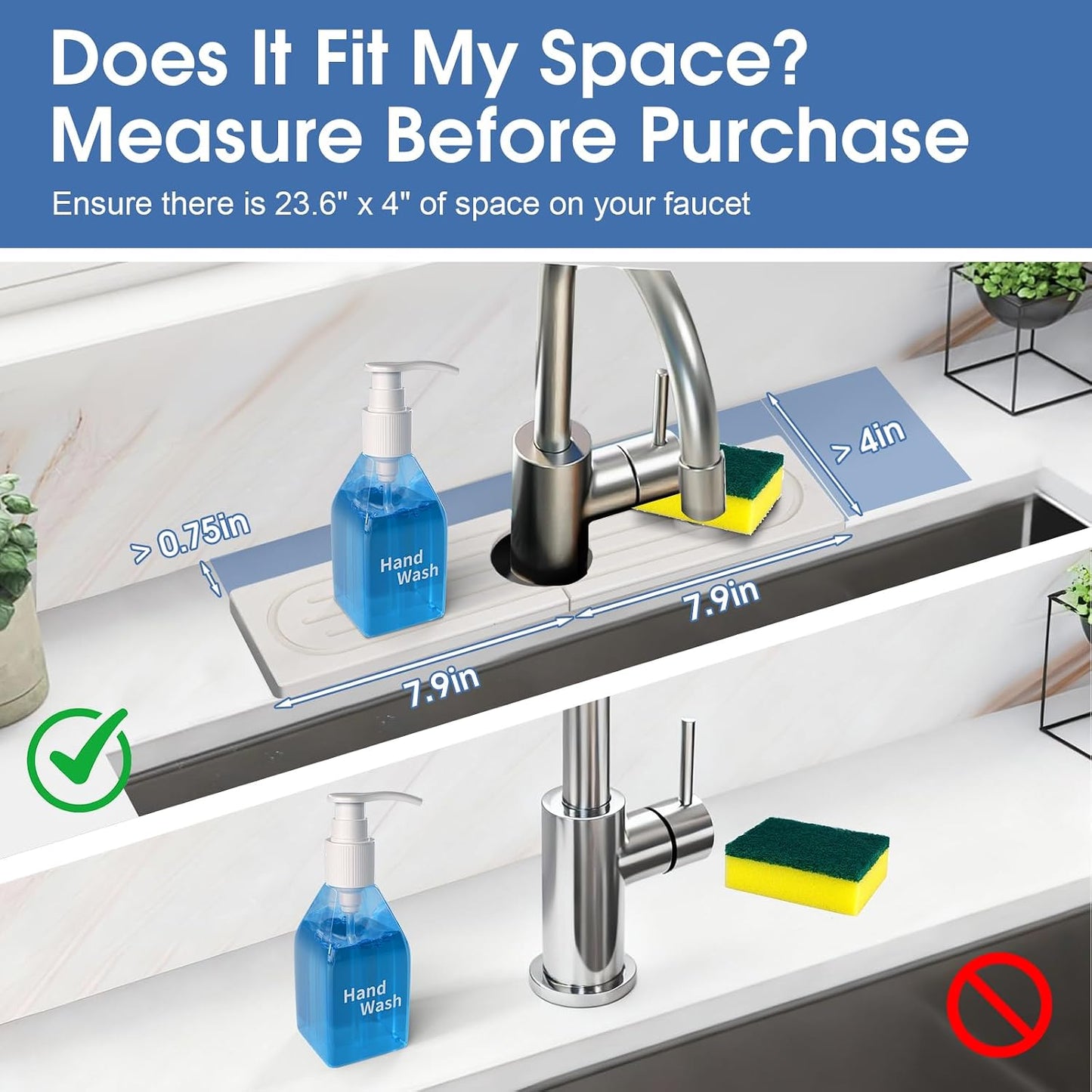 24 Inch Kitchen Sink Splash Guard, Sink Splash Guard Behind Faucet, Silicone Faucet Handle Drip Catcher Tray Mat for Kitchen, Bathroom Counter, Dark Gray, 23.6" x 4"