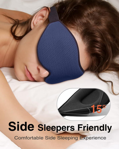 MABAO Sleep Mask for Side Sleeper, Eye Mask for Sleeping Women Men, Black | 3D Contoured Cup No Eye Pressure, 100% Light Blocking Sleeping Mask with Adjustable Strap Night Blindfold Flight, Travel, Nap