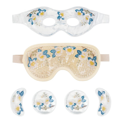 LEOSTEP 4 PCS Cooling Eye Mask Set - Ice Face Mask with Camellia Essential Oil, Cold Eye Compress and Reusable Gel Pads for Eyes Puffiness, Migraine Headache, Dark Circles, Dry Eyes