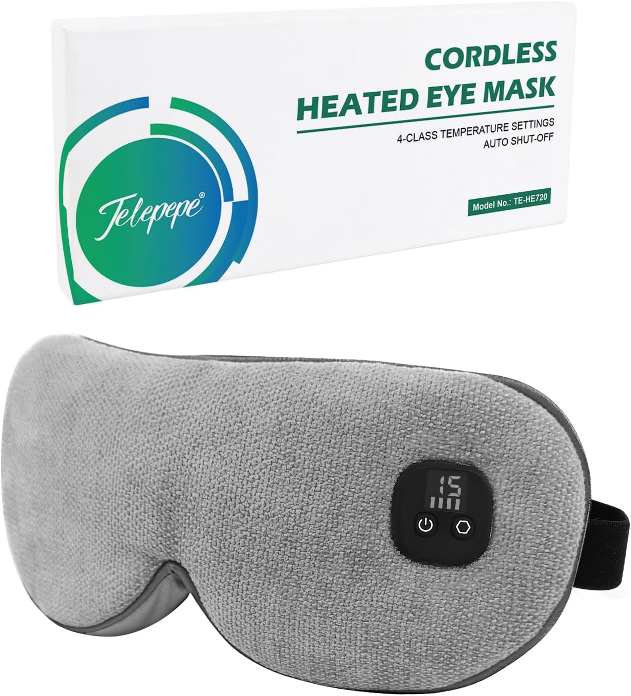 Heated Eye Mask for Dry Eyes, Cordless Warm Eye Compress, 4 Heat Levels, 4-Level Timing, 1000mAh Rechargeable, Blepharitis, Styes, Washable Cover, Travel, Gifts for Family(Black)