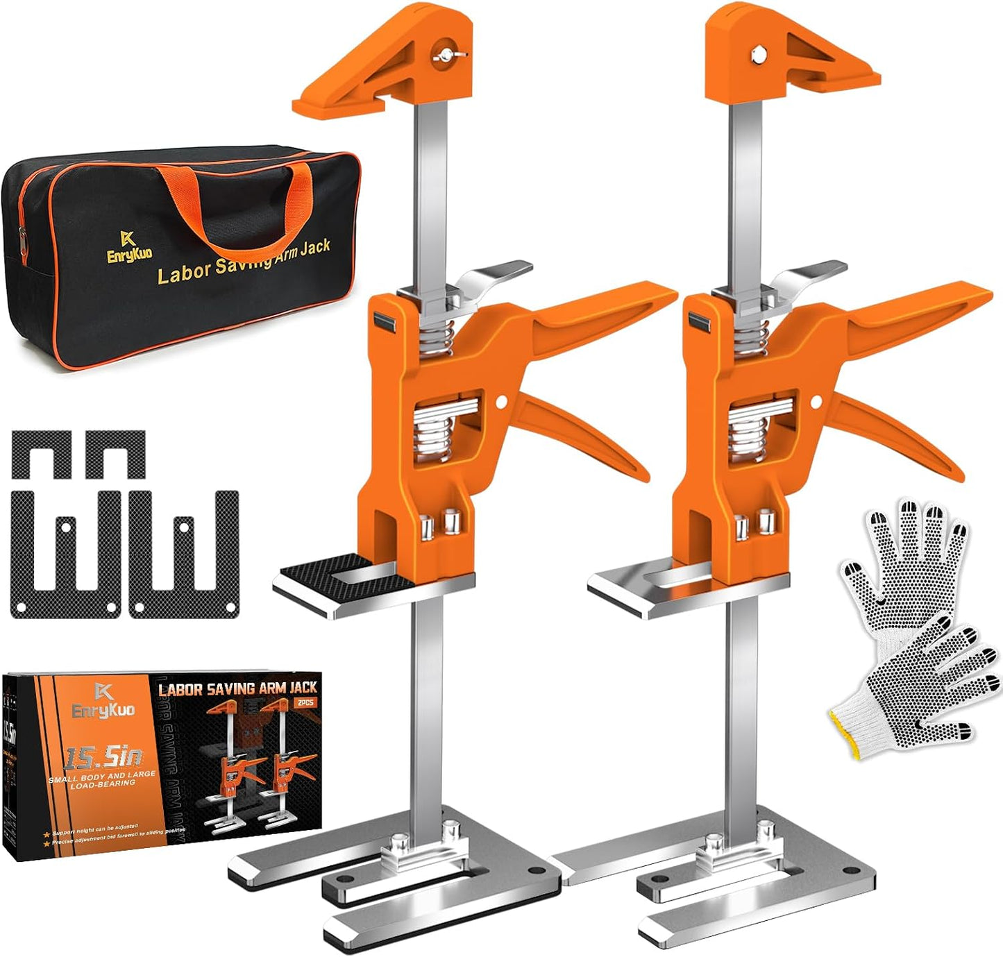 [Upgrade] Labor Saving Arm Jack 2 Pack,15.5 Inch Stainless Steel Furniture Lifts with Handbag,Hand Furniture Jack Lifter Tool for Installing Cabinets,Flooring&Windows,Load 440LBS