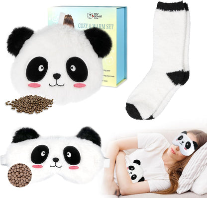 my novel things Microwave Heating Pad with Heated Eye Mask Compress Moist for Relieve Fatigue Period Cramps Uscented Microwavable Heating Pad Cute Bear for Women Birthday Christmas Gifts