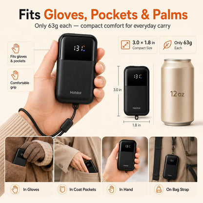 Hand Warmers Rechargeable, Heat Levels (104–131°F), Real-Time Temp & Battery Display, Electric Hand Warmers, Fast Heating, Fits in Gloves/Pocket, Gifts for Women & Men