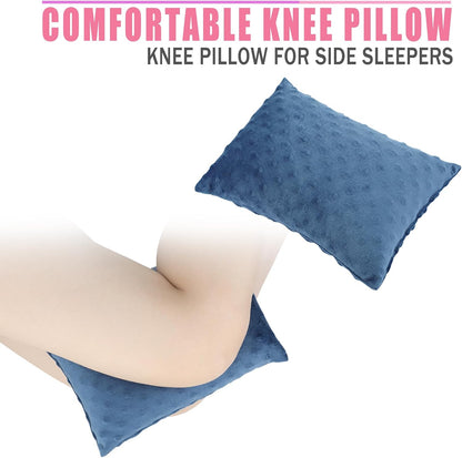 Small Knee Pillow for Side Sleepers, Soft Leg Pillows Relief from Knees, Sciatica, Hips, Joints Between Legs, Back Pain When Side Sleeping, Leg Alignment Knee Support Pillow, Minky Dot Black