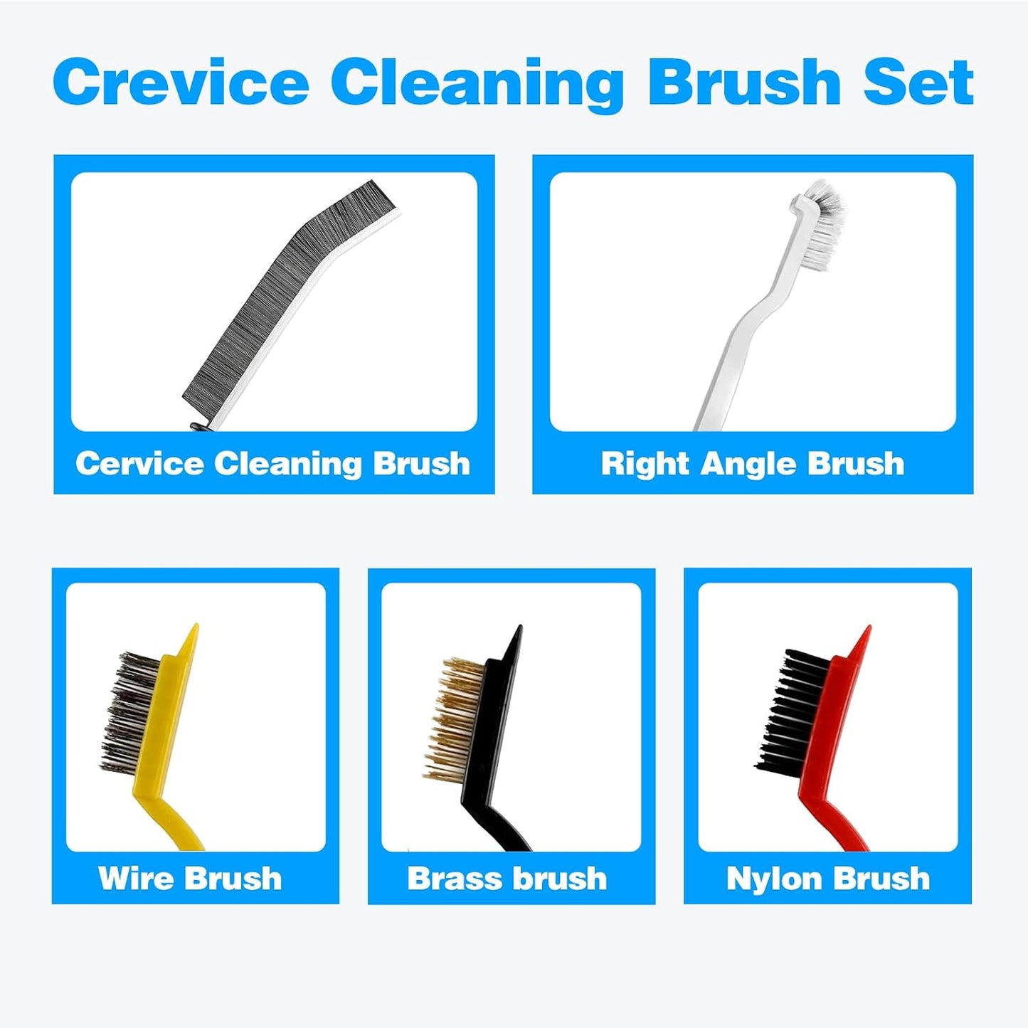 Crevice Cleaning Brush 9-Pack - Heavy Duty Hard Bristle Gap Brush for Deep Cleaning - Ultra-Thin Window Track Cleaning Tool for Shower Grout